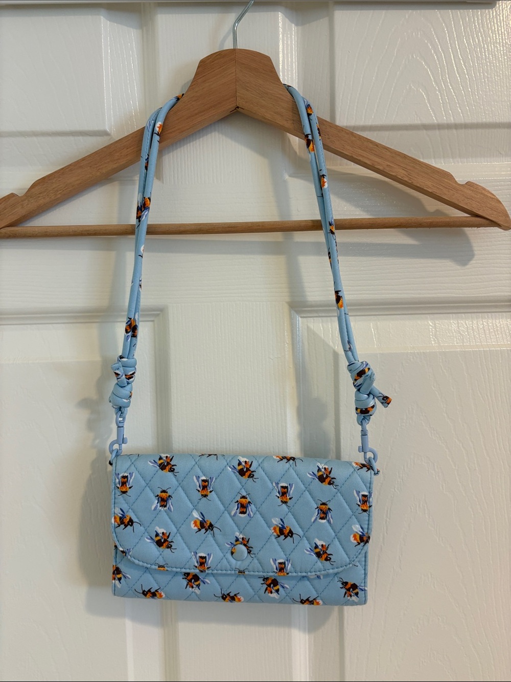 Vera Bradley Light Blue Quilted Mini Crossbody with Bee Print